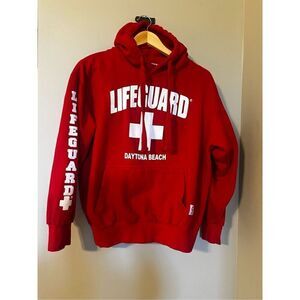 Lifeguard Men’s Size Medium Daytona Beach Hoodie Red Official Casual Souvenir